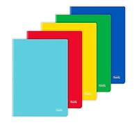 Favorit, A4 Notebooks, Pack of 5, Plain Cover, Squared Ruling, 5 mm, Paper 80 g/m², Assorted Colours