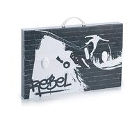 Favorit Black Rebel Printed Polypropylene Suitcase Size 56.5 x 36.5 cm Spine 5.5 cm Rounded Handle and Two Fasteners