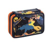 Favorit Pencil Case with 3 Compartments for School, with Stationery, 20 x 13 x 7.5 cm, Mimetic Black
