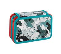 Favorit Pencil Case with 3 Compartments for School, with Stationery, 20 x 13 x 7.5 cm, Mimetic Green