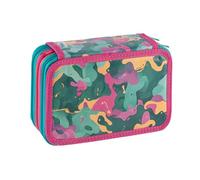 Favorit Pencil Case with 3 Compartments for School, with Stationery, 20 x 13 x 7.5 cm, Mimetic Pink