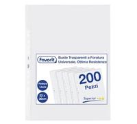 Favorit Transparent Perforated Envelopes 22 x 30 cm Suitable for A4 documents, Glossy, 2 Packs of 100 Pieces