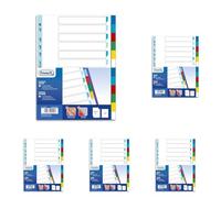 Favorit Universal Hole Dividers for Ring Binders with 12 Coloured Neutral Notes, Polypropylene (Non-Toxic Plastic) Formato Interno A4 (Pack of 5)