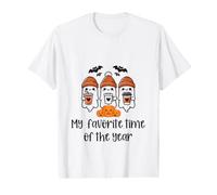 Favorite Season is Fall with Ghosts Drinking Coffee Value Graphic T-Shirt