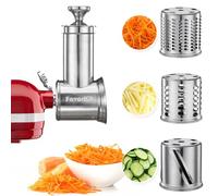FavorKit Slicer Shredder Attachment for KitchenAid Mixers, Stainless Steel Cheese Grater Vegetable Salad Maker Accessories with 3 Cutting Blades,Dishwasher Safe!