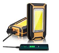 Favorlite 2 Pack 40W 1600LM LED Work Light, Rechargeable Portable Magnetic Flood Lights for Outdoor Camping Emergency Car Repairing and Waterproof Job Site Lighting