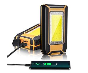 Favorlite 2 Pack 40W 1600LM LED Work Light, Rechargeable Portable Magnetic Flood Lights for Outdoor Camping Emergency Car Repairing and Waterproof Job Site Lighting