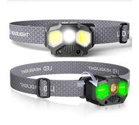 Favorlite 2 Pack Headlamp Rechargeable, 1400 Lumen Lightweight Head Lamps LED Rechargeable with White Green Red Light, Waterproof Head Lamp,14 Modes with Memory Function for Running