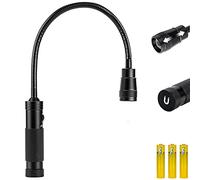Favorlite 500 Lumen Magnetic Work Light, Zoomable Gooseneck Flashlight, 11" Flexible Neck, 1.14" Slim Head, 3 AAA Batteries Included - Auto Repair, Workbench, Inspection, Emergency