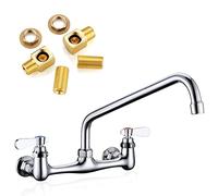 Favorpo Wall Mount Commercial Sink Kitchen Faucet 8 Inch Adjustable Center