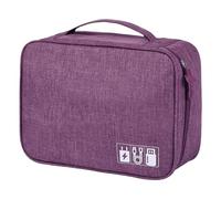FAVORTALK Cable Organiser Travel Pouch Electronics Organiser Storage Bags with Removable Bulkhead Extra Large 2-Layers Universal Tech Bag Fit for Charger Data Cable Headphone, Purple B21609