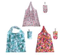 FAVORTALK Fold Away Shopping Bags Foldable Lightweight - 3 Pcs Portable Grocery Bag Foldaway Large Durable Reusable Shopper Tote Folding in a Pouch for Life Kitchen Storage - D28312
