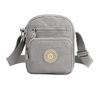 FAVORTALK Grey Nylon Handbags for Women Crossbody - Over the Shoulder Bag with Adjustable Strap Lightweight Cross Body Bags with Multiple Pockets Waterproof Messenger Bag Small - B36310