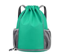 FAVORTALK PE Bag Waterproof String Swimming Sports Bags - Drawstring Backpack with Shoe Compartment for Gym Travel Beach Swim Football Sports Swim Rucksack Green Adults Men Women 17710