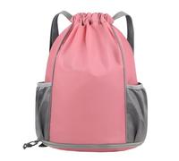 FAVORTALK String Bag Drawstring Gym Bags - Sports Backpack Swimming PE Rucksack Waterproof Large for Girls Pink with Shoe Compartment 17712