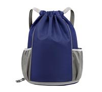 FAVORTALK Swimming Bag PE Drawstring Gym Bags Mens Women Waterproof Sports Sack Dry Wet Separation Large Draw String Backpack with Shoe Compartment for Beach Holiday Travel Adults Navy Blue 17706