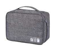 FAVORTALK Travel Cable Organiser Portable Electronics Waterproof Accessories Storage Bag 3-Layers Large Capacity Tech Pouch Fit for Charger Adapter Power Bank Headphone Hard Disk, Gray 1 B21611