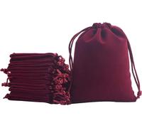 FAVORTALK Velvet Jewellery Pouches Soft Touch Gift Bags for Gift ID Card Passport Packaging 100x150 mm/3.9 x 5.9 inches Velvet Pouches Drawstring Wine