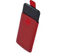 Favory Case Compatible with Alcatel 20.19g 2019G Genuine Leather Protective Case (Flap with Pull-Up Strap) in Red