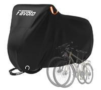 Favoto Bike Cover for 2 Bikes - 210T Waterproof Outdoor Bicycle Storage, Black Cover with Lock Hole, 2 Windproof Buckles & Storage Bag, UV Protection for Mountain & Road Bikes (210×110×95cm)