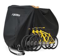 Favoto Bike Cover Waterproof Outdoor Bicycle Cover for 2-3 Bikes 210T Oxford Fabric UV Snow Wind Proof with Reflective Straps Storage Bag for Mountain Road Electric City Bike 79x41.3x44 Inch Black