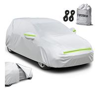 Favoto Hatchback Car Cover, Out Door Full Car Covers Waterproof Large with Right Side Zipper Sun Protection Windproof Exterior Covers Universal Fit (137 to 149 inches) Silver Car Cover