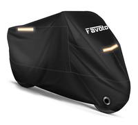Favoto Motorcycle Cover All Season Universal Weather Quality Waterproof Sun Outdoor Protection Durable Night Reflective with Lock-Holes & Storage Bag Fits up to 96.5" Motorcycles Vehicle Cover
