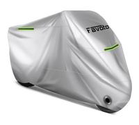 Favoto Motorcycle Cover Waterproof Outdoor Motorbike Vehicle Cover 96.5" Long XXL All Reason UV Protection with Night Reflective Strips Windproof Buckle Lock-Holes Storage Bag Silver