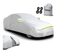 Favoto Sedan Car Cover, Out Door Full Car Covers Waterproof Large with Right Side Zipper Sun Protection Windproof Exterior Covers Universal Fit (169 to 185 inches) Silver Car Cover