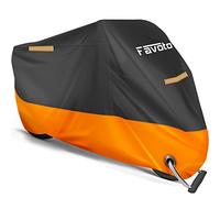 Favoto Updated Version Motorbike Cover 210D Waterproof Motorcycle Cover XXL UV Scratch Bird Droppings Heat-Resistant Outdoor Protection 96.5 x 41x 50 inch with 2 Windproof Buckles, Black-Orange