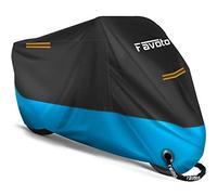 Favoto Waterproof Motorcycle Cover Motorbike Cover Outdoor Motorcycle Garage Scooter Cover Windproof with 2 Belt Buckles Black/Blue 265cm x 105cm x 125cm