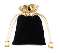 Favour Bags 25pcs Golden Color Edge Drawstring Gift Velvet Bags 7X9 9X12 12X16cm Christmas Wedding Jewelry Packing Pouches(Black,7X9CM_25PCS)