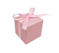 Favour Boxes 100Pcs Candy Box Square Sweet Wedding Favor Packaging Box with Ribbon Birthday Party Supplies For Birthdays Wedding(Pink)