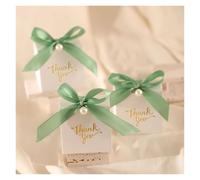 Favour Boxes 20pcs Paper Gift Boxes With Golden 'Thank You' Labels, Including Ribbons And Beads - Perfect For Birthdays, Weddings(Light green)
