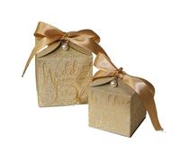 Favour boxes Wedding Candy Box Exquisite Glitter Powder Shell Gift Box Pearl Ribbon Bow Paperboard Packaging Box Wedding Favors(Sliver gold,20pcs)