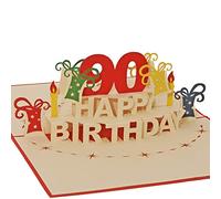 Favour Pop Up Round 90 Years. An original Birthday 3D Greeting Card, a hand crafted delicate work of art that is open the Red Envelope. Beauty Design TA90R