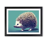 Favourable Hedgehog BLK Framed Print | A4 Black Framed Wall Art | Ready to Hang | Modern Nature Picture | Living Room Bedroom Lounge Office