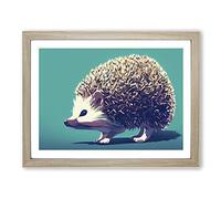Favourable Hedgehog BLK Framed Print | A4 Oak Framed Wall Art | Ready to Hang | Modern Nature Picture | Living Room Bedroom Lounge Office