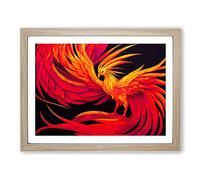 Favourable Phoenix Bird Framed Print | A3 Oak Framed Wall Art | Ready to Hang | Modern Nature Picture | Living Room Bedroom Lounge Office