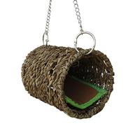 Favourall Natural Seagrass Hammock Play Tunnel Hanging Bed with Mat Toy House for Pet Rat Hamster