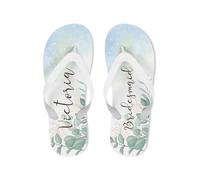 FAVOURGRAM Personalised Various Floral Theme Flip Flops | Just Married | Bridal Party | Wedding Gift | Bride and Groom | Wedding Day (UK Footwear Size System, Adult, Women, Alpha, Medium, Small)