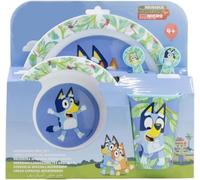 Favourite 2023 Hero Cartoon Character 5pc Breakfast Set Inc Plate, Tumbler, Bowl, Fork, Spoon re-usable Plastic (Bluey)