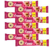 Favourites Jam 'n' Cream Raspberry & Vanilla Biscuitts 150g - Crunchy Biscuits with Sweet Cream & Jam Filling - Fx (8 x Biscuits)