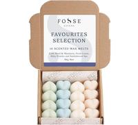 Favourites Selection Soy Wax Melts 16 Pack | Fresh Linen, Baby Powder, Lime Basil & Mandarin, Sandalwood Spa | Natural, Vegan & Plastic Free | 96 Hours Scent | Handmade in the UK - Fosse Living