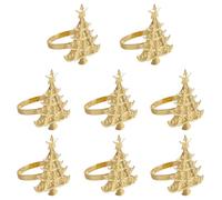 Favritt 8 Pcs Gold Metal Napkin Rings - Elegant Evergreen Tree Napkin Ring Holders for Daily Dining - Modern Forest Theme Table Decorations for Wedding, Anniversary and Formal Banquet