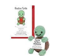 Favritt Positive Crochet Turtle with Greeting Card, Handmade Emotional Support Animal Gift for Home Decor, Cute Knitted Pocket Hug & Birthday Gifts for Women, Kids, Friends