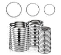 Favson 30 PCS Key Rings Hoops, Round Key Rings (20/25/30mm) Split Large Keyring, Stainless Rugged and Durable Silver Key Ring for Home Storage, Jewellery DIY Making Craft, Dog Collars