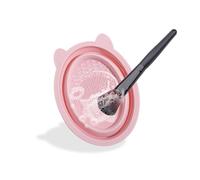 Favson Foldable Makeup Brush Cleaner, Silicone Material, Soft & Durable, Pink, Cosmetic Brush Cleaning Mat & Bowl, 5.9*4.3 Inches, 1PCS