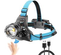 Favuit LED Head Torch, USB Rechargeable Headlamp Super Bright Headlight with Sensor Control 3 Lighting Modes Lightweight Head Lamp Hands-Free Flashlight for Cycling Camping Fishing (Yellow Light)