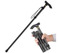 Favuit Walking Stick, Adjustable Folding Walking Cane for Women Men Non-Slip Rubber Tip Walking Stick with Wrist Strap Lightweight Balancing Walking Aid Travel Walking Cane for Elderly Ladies (Black)